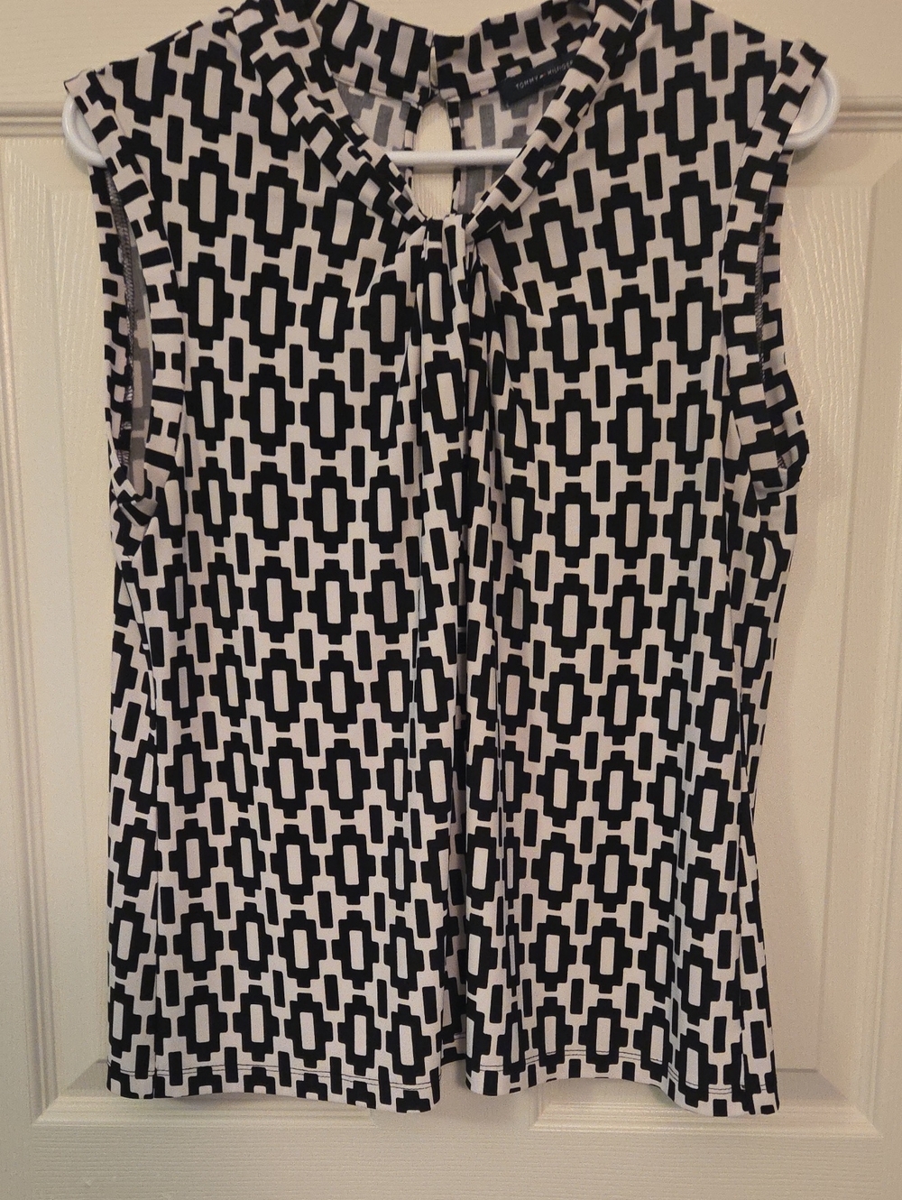 Tommy Hilfiger Black and White Geometric Blouse